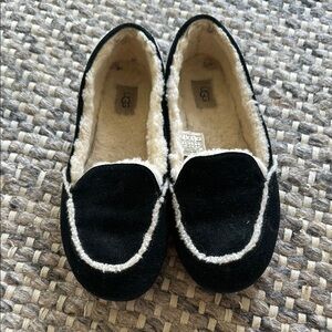 UGG Black Moccasin Slippers with Plush Lining